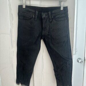 If Six Was Nine Japanese brand Snakeskin Python Oil Wax Printed Knee Shorts